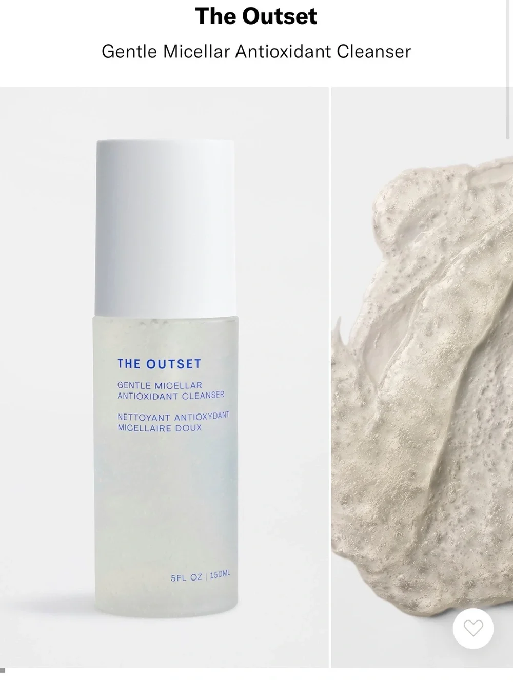 The Outset Gentle Micellar Antioxidant Cleanser — White
